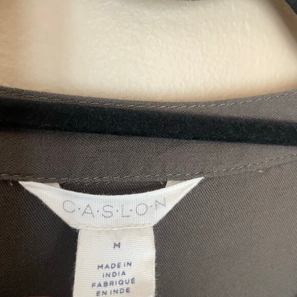 Caslon Womens Medium Olive Green Cinch Tie Waist Jumpsuit Lightweight Pockets - Picture 4 of 8